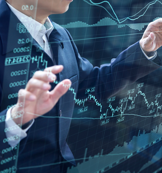Thematic investing represented by a stock market live screen
