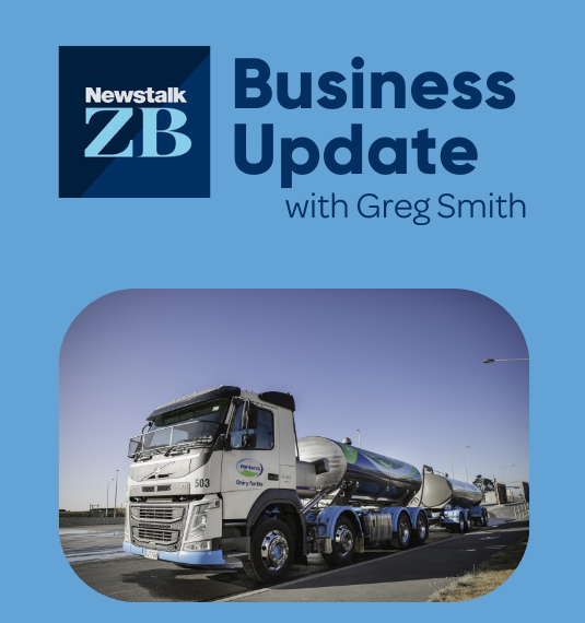 Fonterra truck and the words "Newstalk ZB Business Update with Greg Smith" | Generate