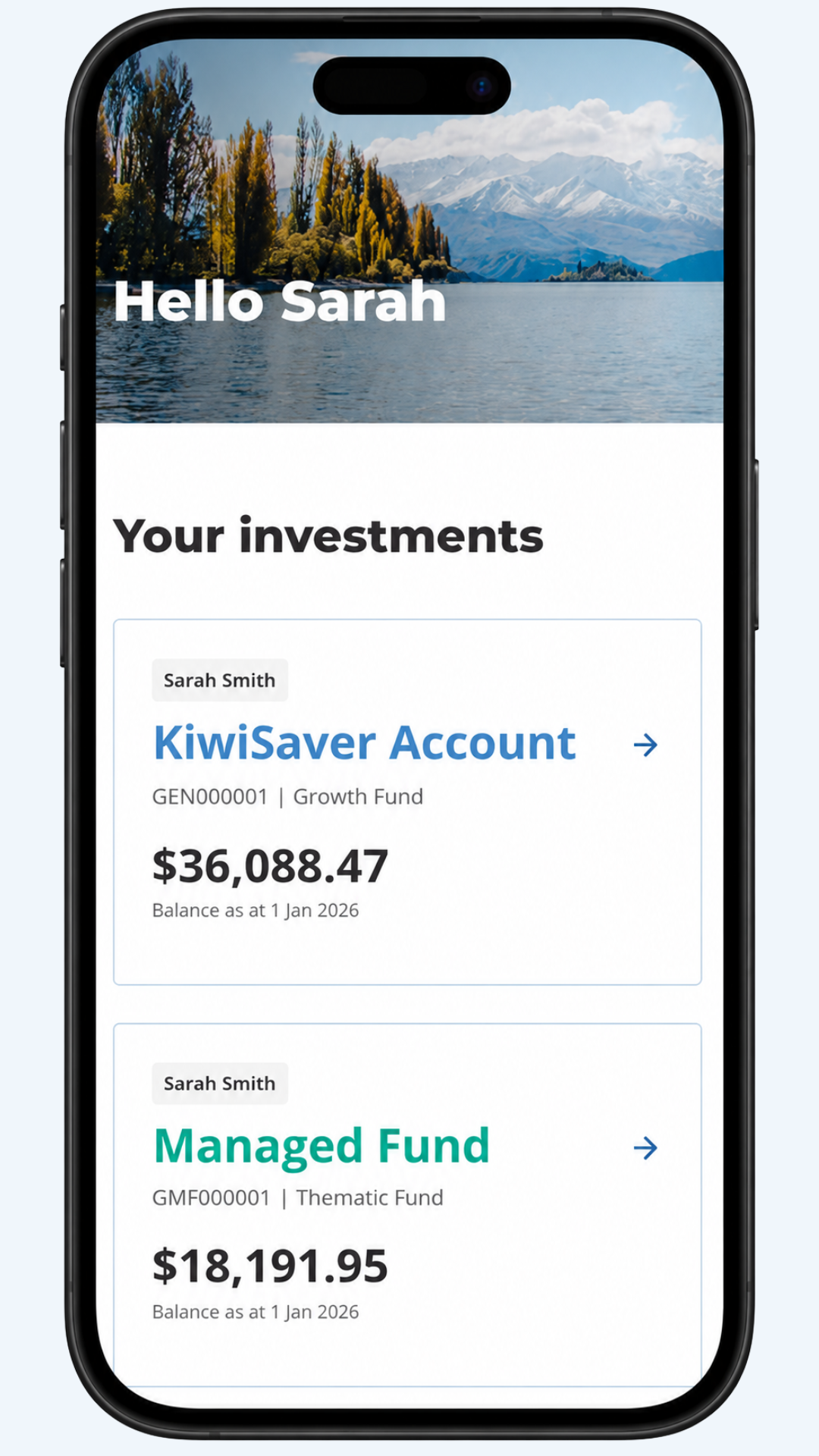 KiwiSaver mobile application image