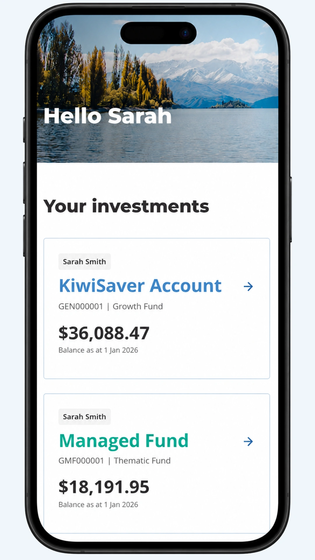 KiwiSaver mobile application image